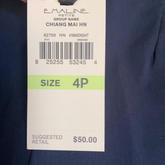 Emaline navy blue pull on pant with stretch design detail at hemline 4P - Picture 10 of 13